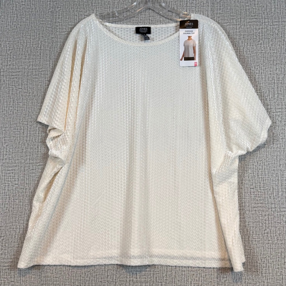 NWT‎ Jones New York Signature Ivory Textured Popover Dolman Top XXL Spring Flowy